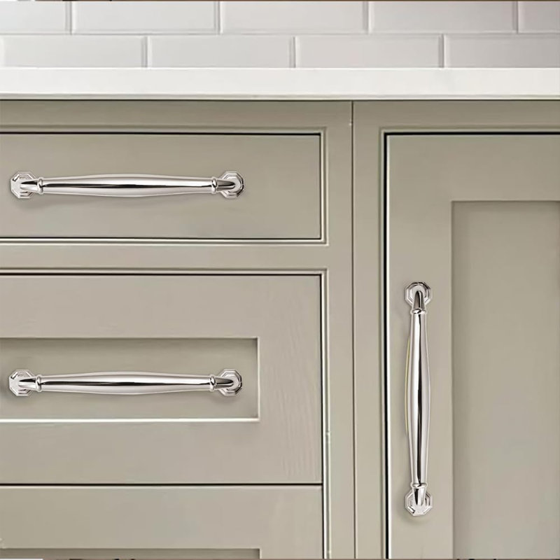 Poignées robustes 10 pouces pour armoires - Ensemble de 5 pièces de quincaillerie de tiroir en alliage de zinc poli pour commode de salle de bain