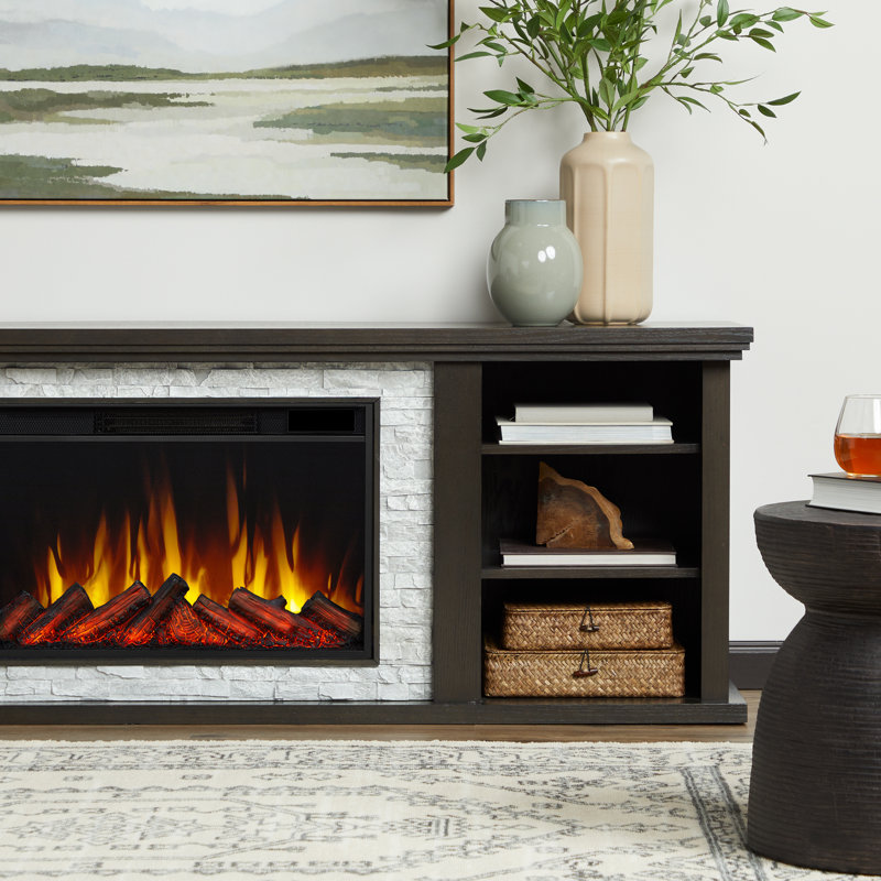 Kenai 72" Slim TV Stand with Electric Fireplace by Real Flame