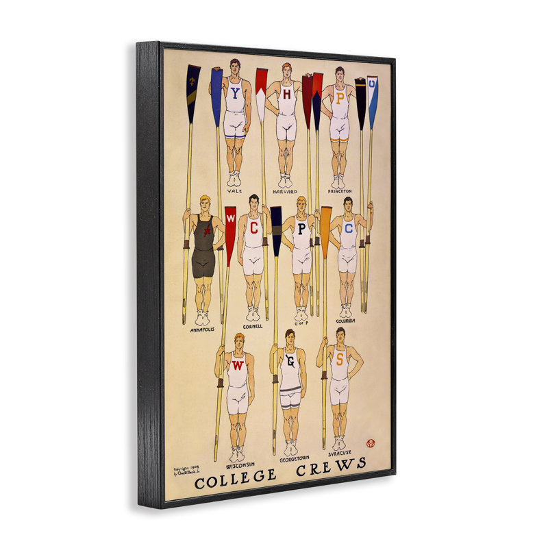  «Vintage College Crews», art de la giclée encadrée par Graffi *ee Studios, H 18 po x l 12 po, Giclée encadrée noir minuit