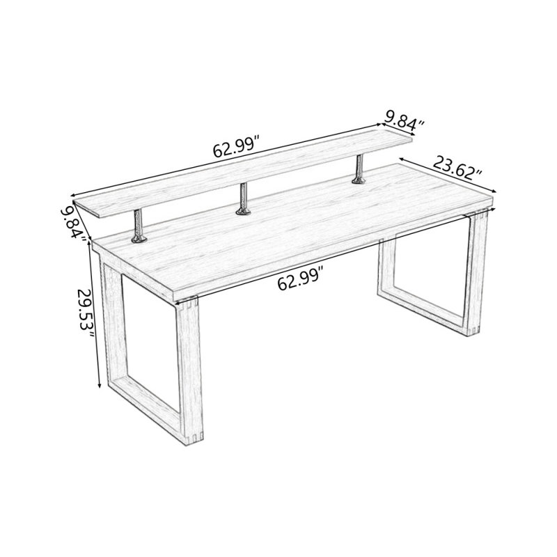 Bureaux rectangulaires en bois massif brun, H 36,61 po x l 60,24 po x P 20,87 po