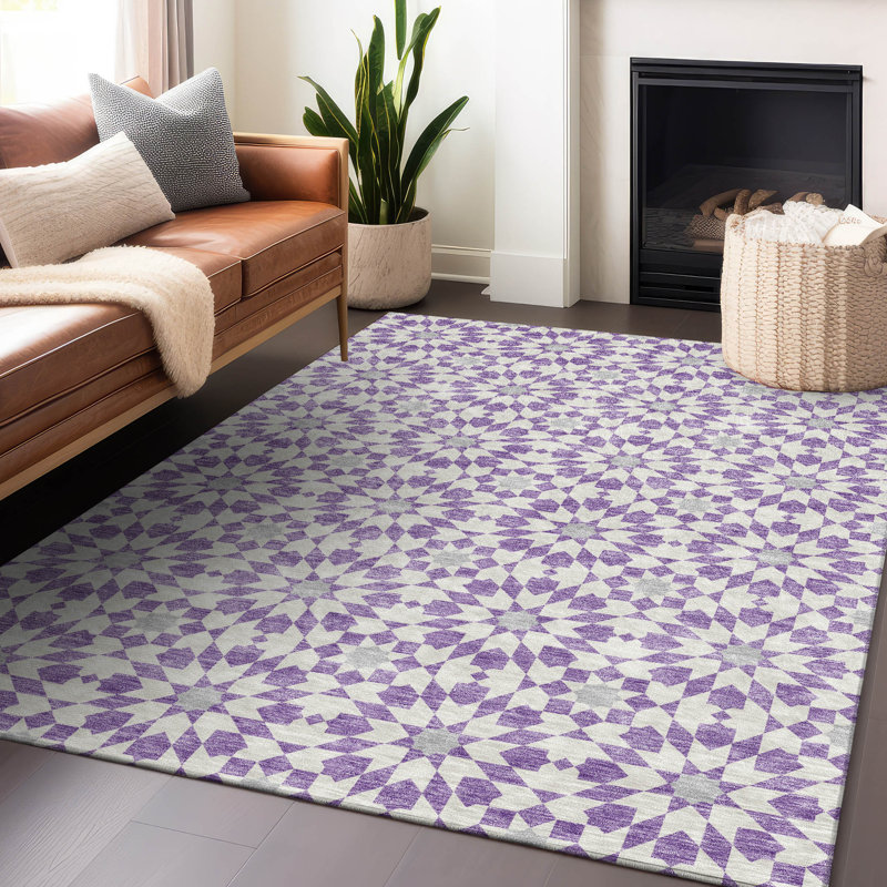 Premium Machine Washable Tweedy Lavender Rug, Rectangle 9' x 12'