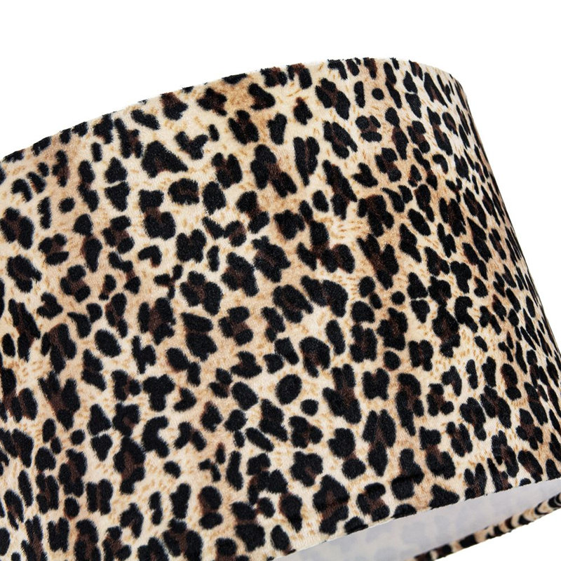 Contemporary and Vivid Peacock Print Table/Pendant Lamp Shade in Soft Cotton, Grey/Black Leopard, 20cm H x 30cm W x 30cm D