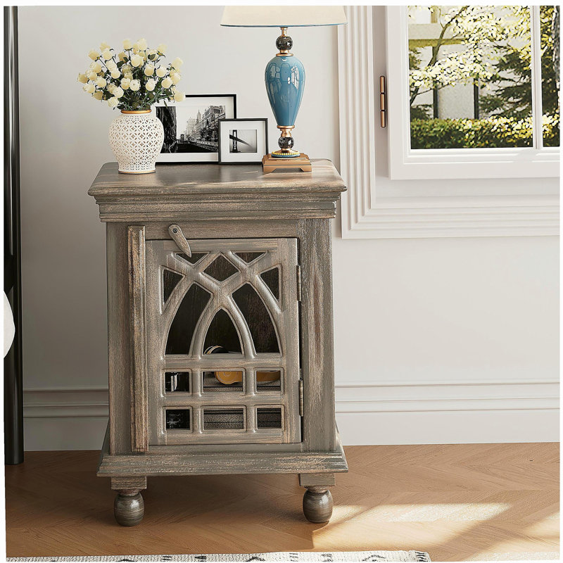 Table de chevet en bois gris antique