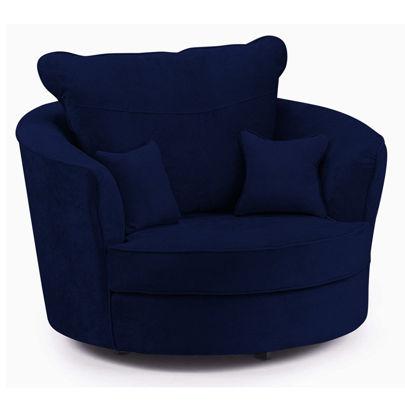 Desimone Upholstered Chenille Swivel Barrel Chair, Blue