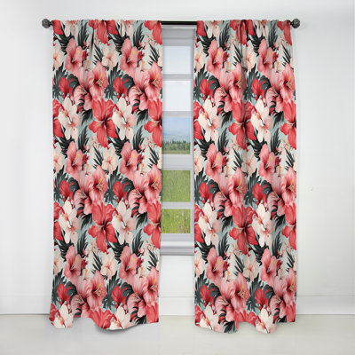 Hibiscus Romance - motif tropical IV - Rideau floral - Rideau occultant floral - 1 panneau