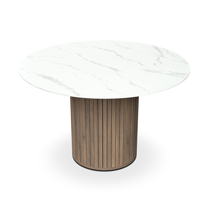 Arlo Marble Table Top W Oak Legs Myla Linen Dining Chair Grey, White/Walnut, Grey, Set of 6