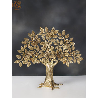 15" Handcrafted Brass Tree of Life Wall Sculpture – Symbolic Kalpavriksha Metal Art with Birds & Roots (4.4 lbs)​