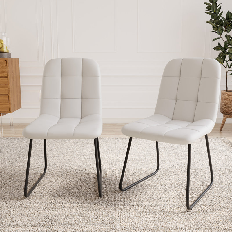 47cm H Upholstered Upholstered Back Side Chair, White