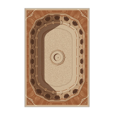 Soft Plush Fairbanks Lima Plaza Mayor Vintage Vintage Look Area Rug in Brown – Beige Binding