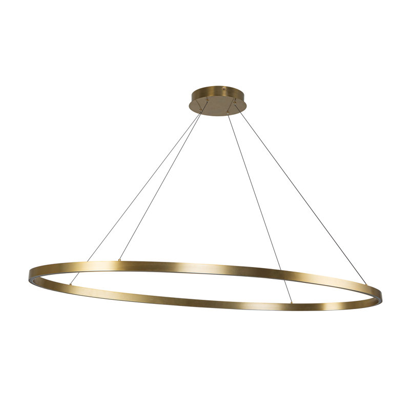Luminaire suspendu roue de chariot à 1 lumière DEL Ovale, Or brossé, H 1,5 po x l 53,25 po x P 27,625 po