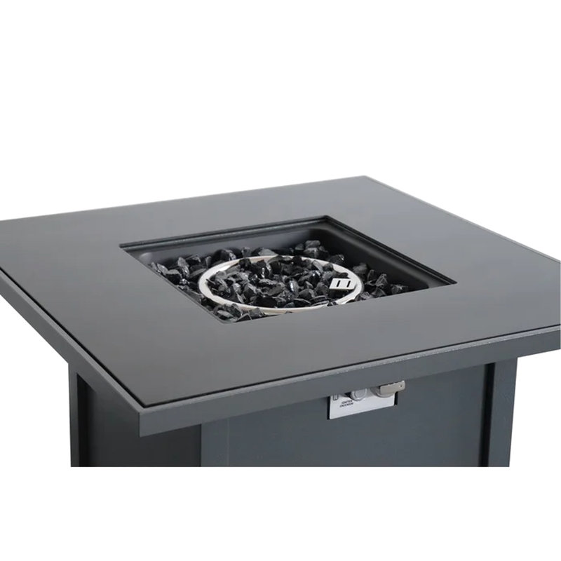 Foyer gris avec couvercle en verre fumé 30 po avec chaleur - rouille et foyer