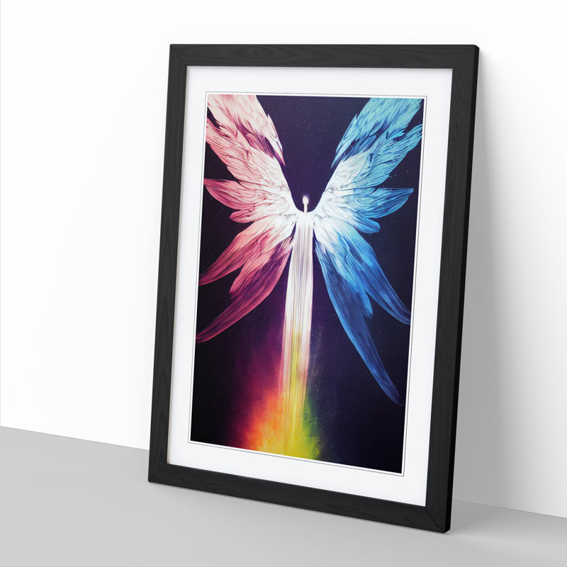 FRM-V0523-81X Angel Hydrodipped Vol.1 - Single Picture Frame Print, Black Framed, 64cm H x 46cm W x 2cm D
