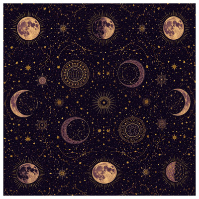 Celestial Moon Phases Quilted Bedspread All Sizes