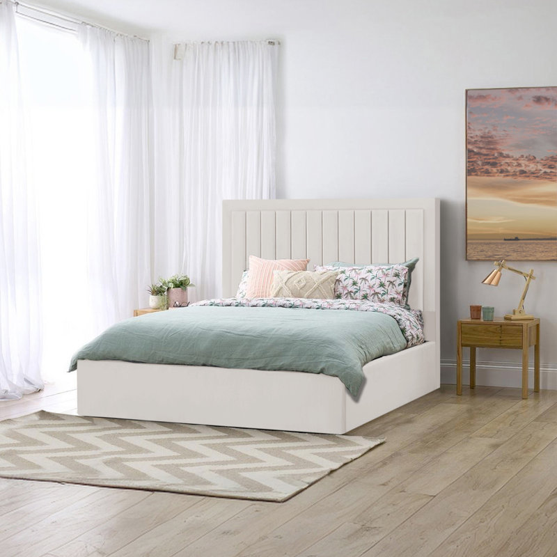 Madry Upholstered Ottoman Storage Bed, Cream, Single (3')