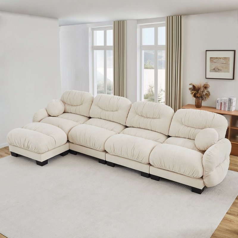 Canapés modulaires en chenille à compression, repose-pieds en L moderne pour la maison