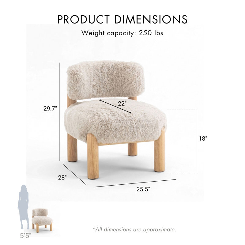 Chaise d'appoint rembourrée en tissu Lana, Beige