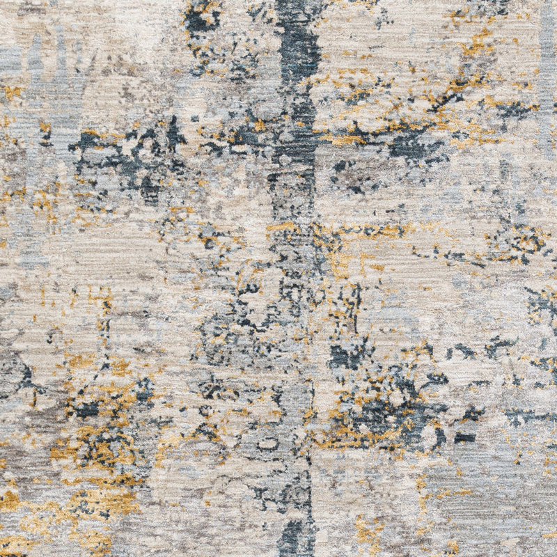 Tapis bleu sarcelle / jaune Barkley, Rectangle 2 pi x 3 pi