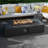 56" Rectangle Concrete Propane Fire Pit Table With Propane Tank Cover & Tempered Glass-1177825681