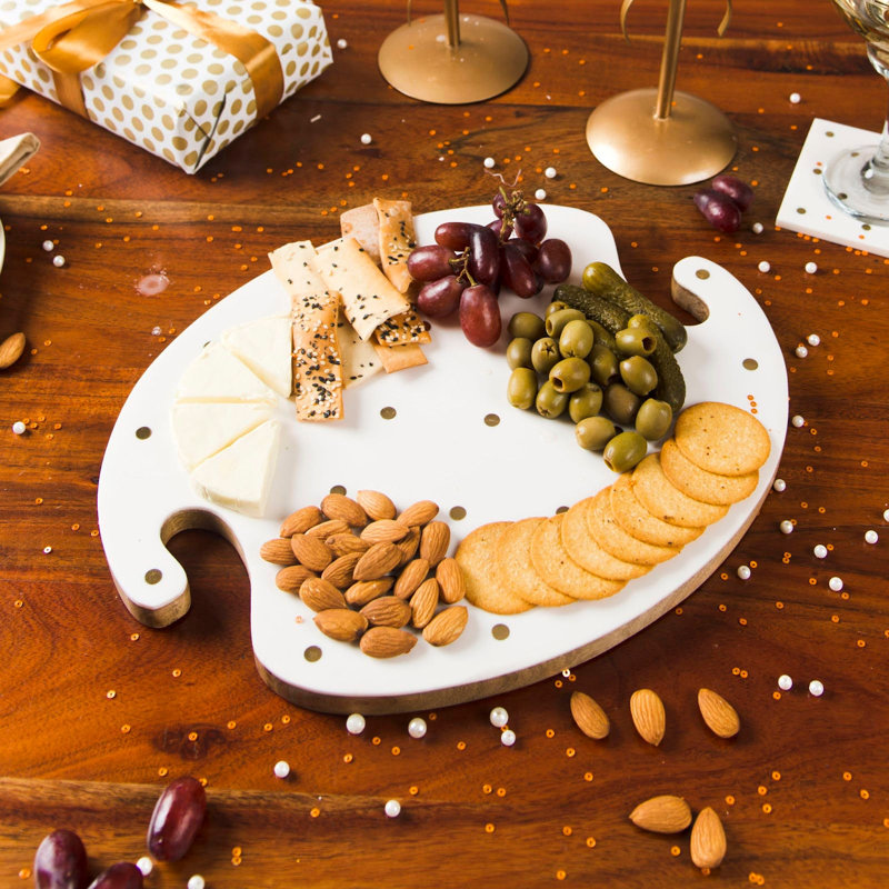 Mela Artisans Sitara Serving Board, White