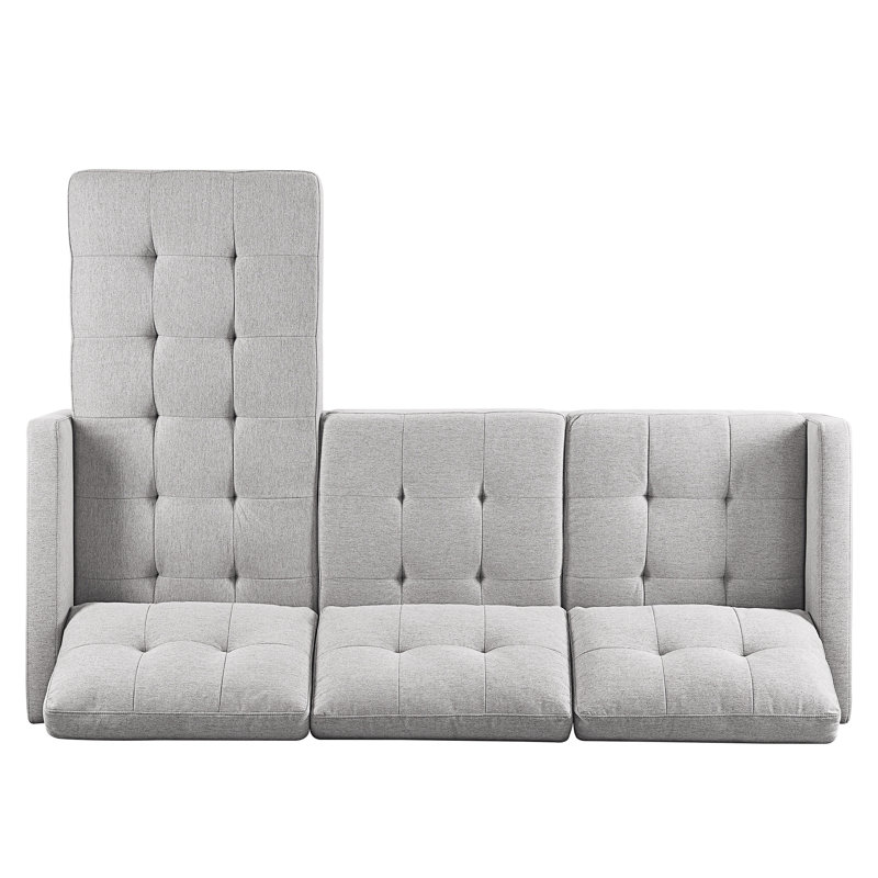 Canapé modulaire en L avec repose-pieds et canapé modulaire convertible en L, Tissu gris