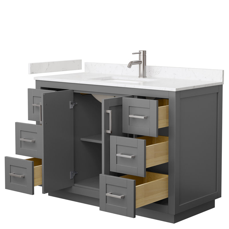 Miranda 48" Dark Gray Freestanding Bathroom Vanity with Marble Top