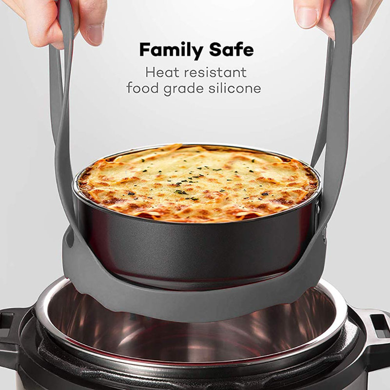Steamer Basket, Pressure Cooker Sling, Silicone Bakeware Sling for 6 Qt / 8 Qt Instant Pot, Multi-function Cooker Anti-scalding Bakeware Lifter Steamer Rack, BPA-Free Silicone Egg Steamer Rack, (Gray)