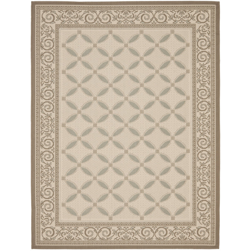 Arneshia Oriental Beige Indoor/Outdoor Area Rug, Rectangle 4' x 5'7"