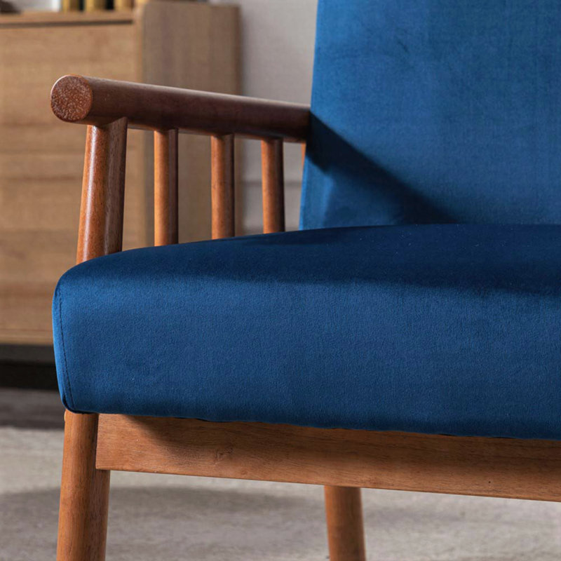 Fauteuil Mid-Century moderne, fauteuil d'appoint rembourré de 25 pouces de largeur, bleu foncé