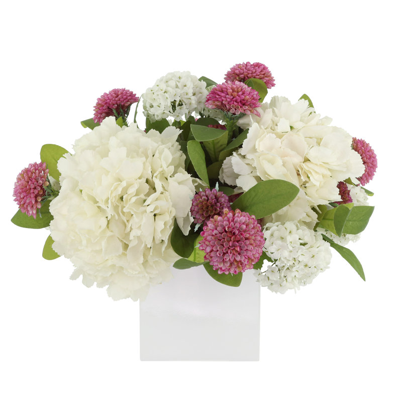 Viburnum and Dahlia Arranged in Fiberstone Pot