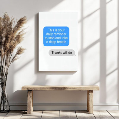1Pc Framed Canvas Poster Print Speech bubbles, breathing reminders, modern minimalist style Wall Art Decor, Perfect for Room Decor Living Room Bedroom