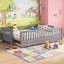 Lit plateforme simple TG avec garde-corps, structure de lit simple TG en bois massif, peut être converti en lit plateforme grand, gris-732331391-732331266