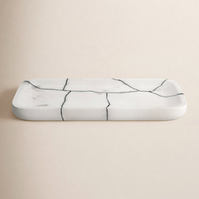 Lisle 12" Roald Black & White Marble Trinket Tray