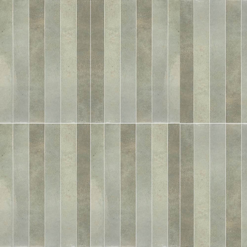 Vela 2" x 16" Glossy Porcelain Wall Tile, Green Field