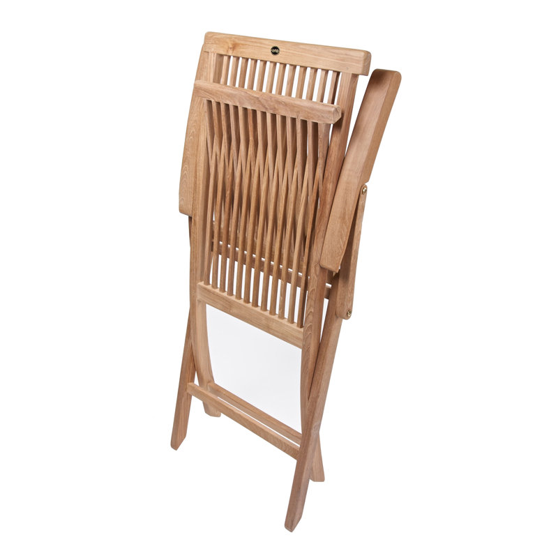 Honey Teak Wood Folding Dining Armchair