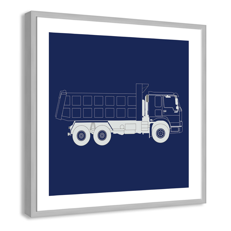 Art encadré Wild Camions, H 26,5 po x l 26,5 po x P 1,18 po, Encadré de boîte argent