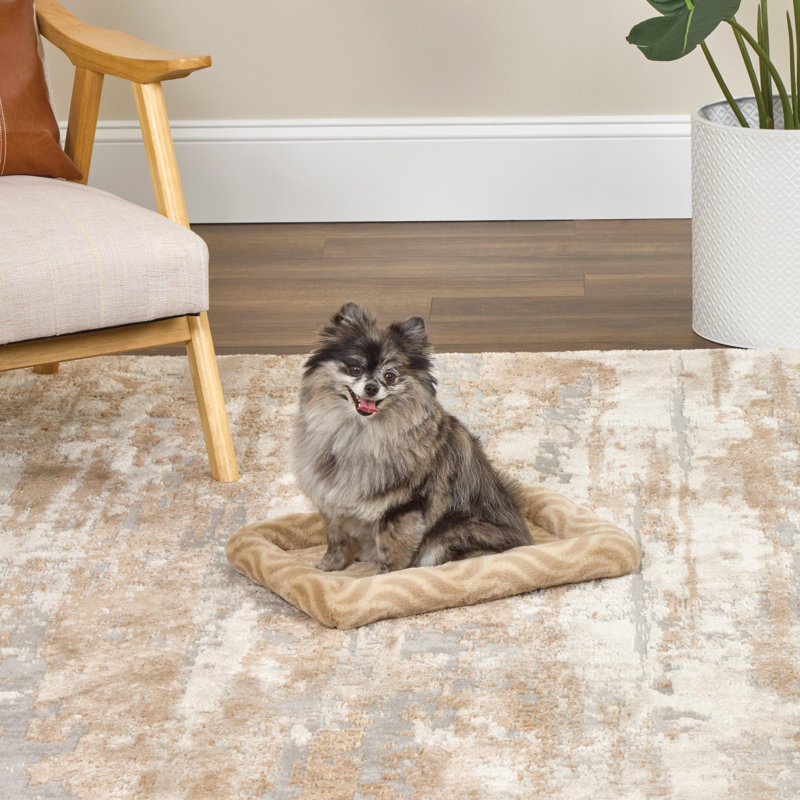 Extra Large Tan Polyester Bolster Pet Bed for Giant Breeds