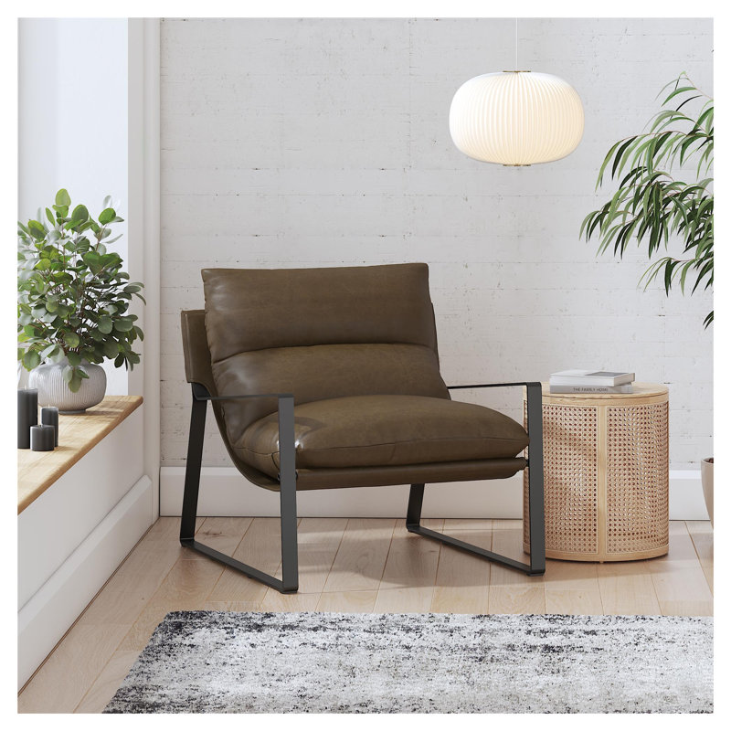 Chaise d'appoint rembourrée en similicuir Gatsby Camel