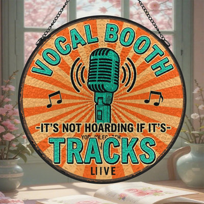 Vocal Booth Retro Decor Stained Glass Panels Suncatcher for Window Decor