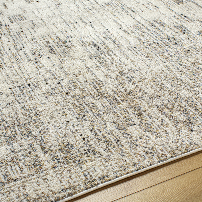 Rectangle Harsukh Abstract Machine Woven Polyester Area Rug in Gray, Rectangle 5'3" x 7'