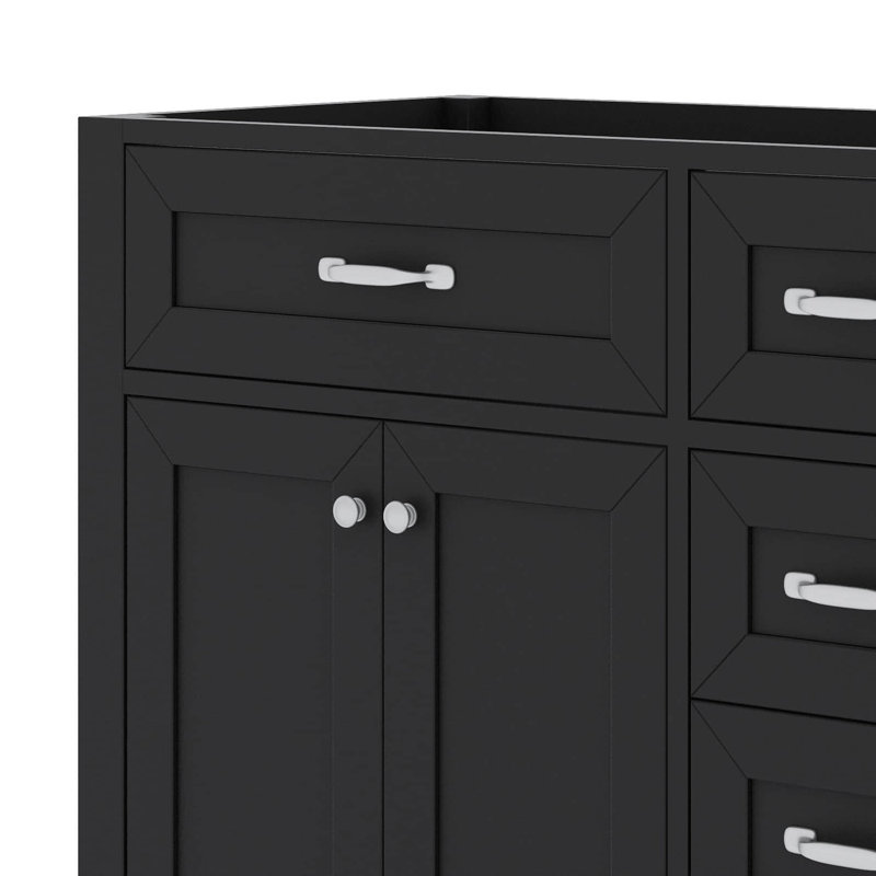 Meuble-lavabo simple 36 po avec tiroirs pratiques, Blanc, Noir