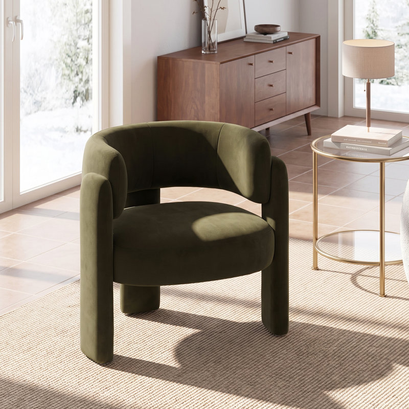 Fauteuil d'appoint demi-tonneau 33 po, Velours vert
