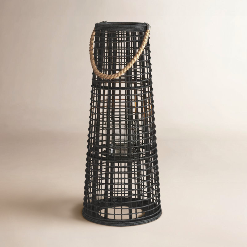 Tracy Bamboo Floor Lantern, 28.7" H x 11" W x 11" D