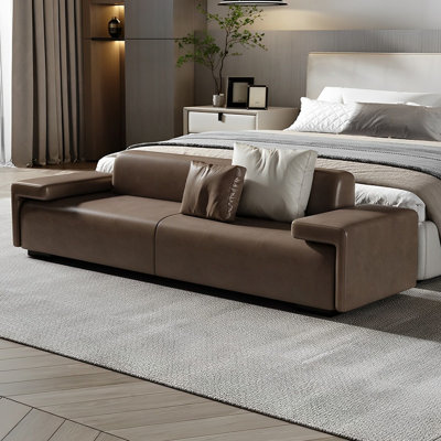 Banc rembourré simple en cuir