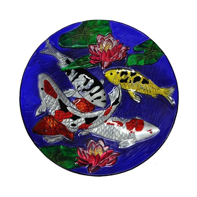 Assiette décorative en verre 18 po Koi