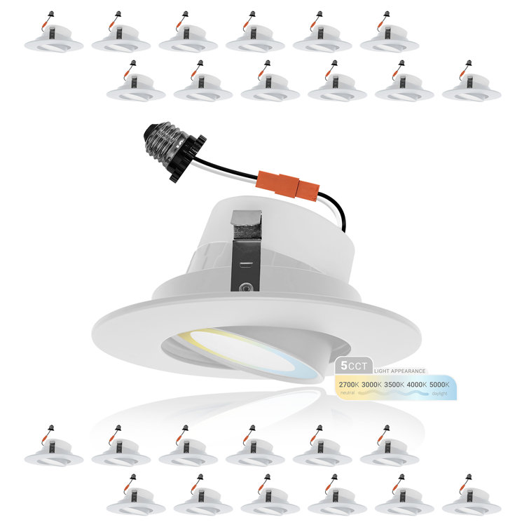 4" Gimbal Selectable CCT Remodel LED Eyeball Lens Retrofit Recessed Lighting Kit