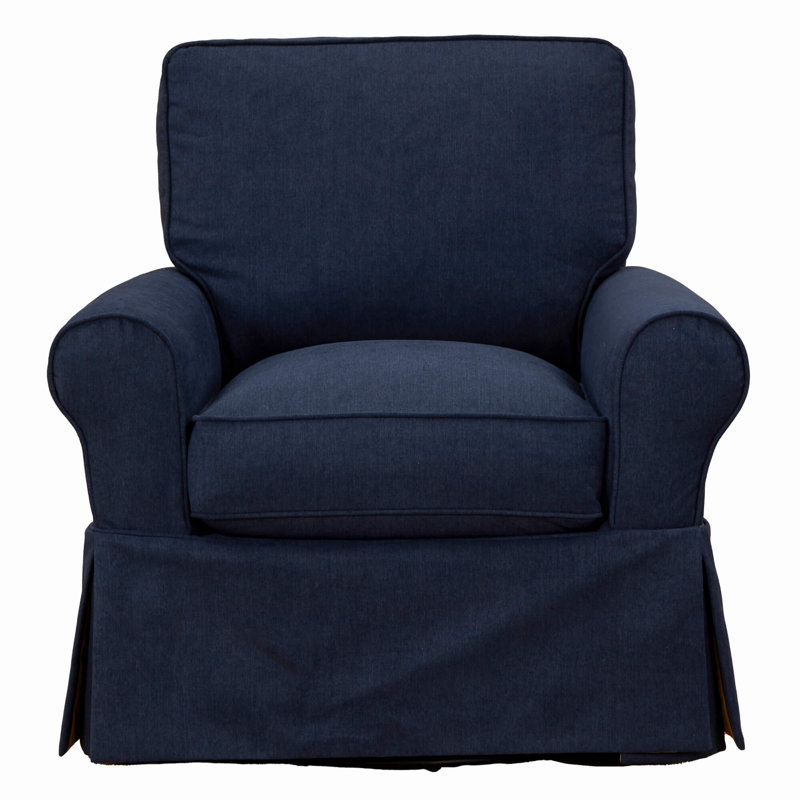 Housse pour fauteuil à coussins carrés/rectangulaires, Mélange de polyester bleu marine