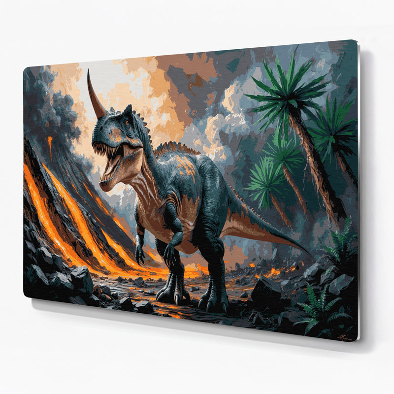 «Dinosaur Centrosaurus», art mural en métal gris, H 20 po x l 24 po