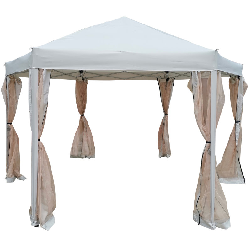 13 Ft. X 9.2 Gazebo Canopy - Strong Steel Frame, Zippered Mesh Sidewalls, Backyard Sun Shelter Rust- Sidewalls For Outdoor Use
