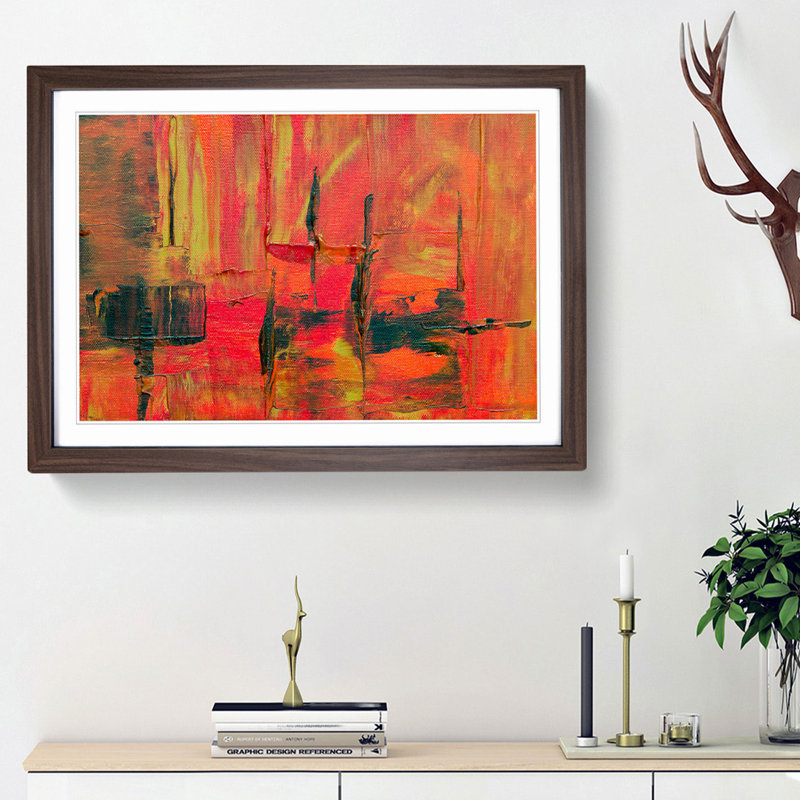 Abstract Art Painting Vol.293 by S.Johnson - Picture Frame Painting Print, Walnut Framed, 36cm H x 48cm W x 2cm D