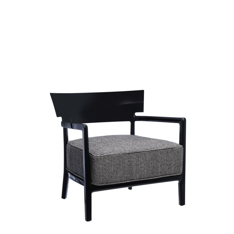 Cara Wood Outdoor Lounge Chair, Black, Black